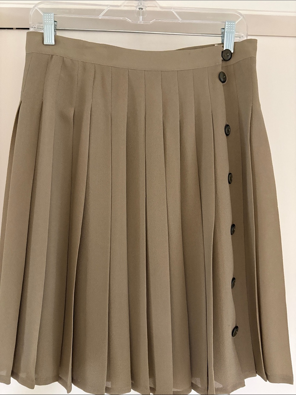 Valentino Khaki Pleated Button-Front Skirt
